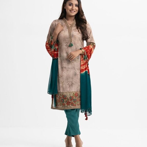 Red Viscose Straight Salwar Kameez