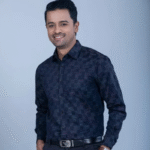 Blue Blended Cotton Long Sleeve Business Formal Shirt