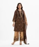 Beige Jacquard A-line Salwar Kameez - Image 4