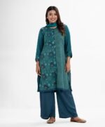 Beige Jacquard A-line Salwar Kameez