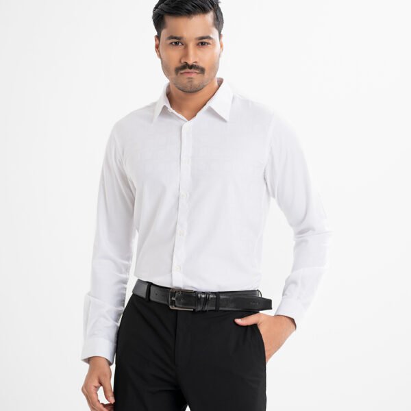 White Jacquard Business Formal Shirt